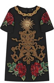 Мини-платье с аппликациями и пайетками Dolce &amp; Gabbana