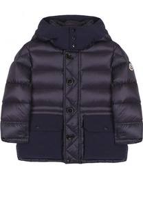 Пуховая куртка с текстильной отделкой и капюшоном Moncler Enfant