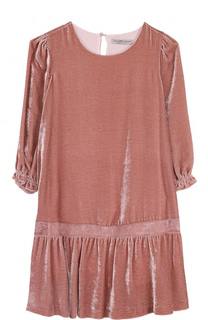 Мини-платье из вискозы и шелка с кружевной отделкой Ermanno Scervino