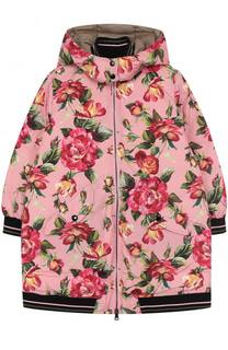 Пуховое пальто с принтом и капюшоном Dolce &amp; Gabbana
