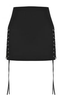 Однотонная мини-юбка со шнуровкой Helmut Lang