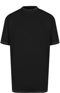 Хлопковая футболка прямого кроя с логотипом бренда Acne Studios