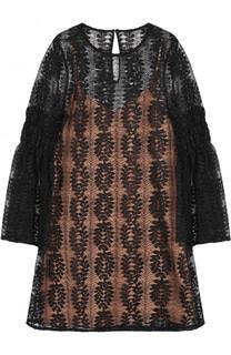 Кружевное мини-платье с расклешенными рукавами MICHAEL Michael Kors