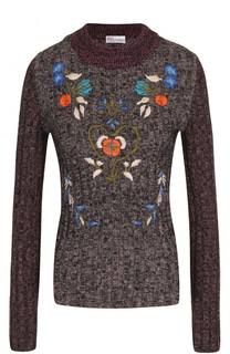 Пуловер фактурной вязки с вышивкой REDVALENTINO