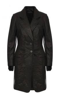 Приталенное кожаное пальто на двух пуговицах Ann Demeulemeester