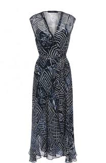 Шелковое платье-миди с принтом и поясом Polo Ralph Lauren
