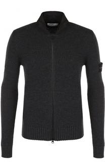 Шерстяной кардиган фактурной вязки на молнии Stone Island