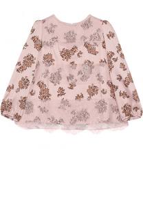 Блуза с принтом и кружевной отделкой Ermanno Scervino