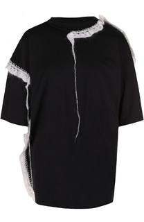 Хлопковая футболка свободного кроя с контрастной отделкой Maison Margiela