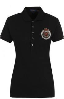 Приталенное хлопковое поло с декоративной отделкой Polo Ralph Lauren
