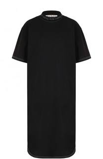 Удлиненная хлопковая футболка с круглым вырезом Acne Studios