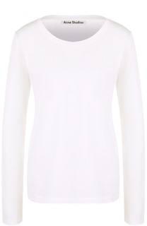 Однотонный хлопковый лонгслив с круглым вырезом Acne Studios