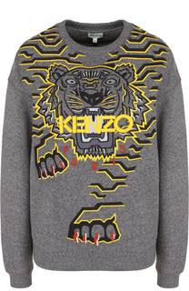 Хлопковый свитшот с контрастной вышивкой Kenzo