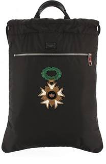 Текстильный рюкзак с кожаной отделкой и аппликацией Dolce &amp; Gabbana