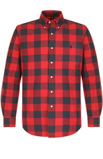 Джинсовая рубашка в клетку с воротником button down Polo Ralph Lauren