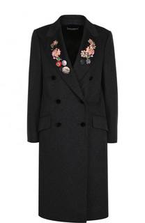 Шерстяное пальто с контрастной отделкой Dolce &amp; Gabbana