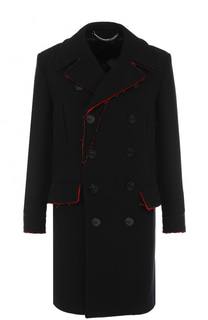 Двубортное шерстяное пальто с контрастной отделкой Givenchy