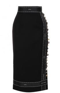 Шерстяная юбка-карандаш с декоративной отделкой Dolce &amp; Gabbana