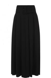Шерстяная юбка в складку с широким поясом Yohji Yamamoto