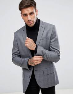 Полушерстяной клетчатый пиджак кроя слим River Island - Серый
