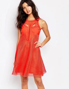Сетчатое приталенное платье River Island Premium - Оранжевый