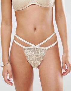 Кружевные стринги ASOS Libby - Бежевый