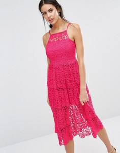 Кружевное премиум‑платье для выпускного River Island - Розовый