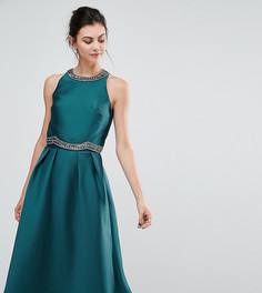 Короткое приталенное платье 2-в-1 с декоративной отделкой Little Mistress Tall - Зеленый