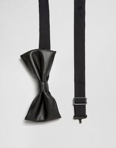 Черный галстук-бабочка из искусственной кожи ASOS - Черный