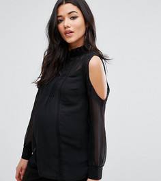 Блузка с вырезами на плечах и кружевной отделкой ASOS Maternity - Черный