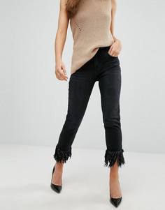 Укороченные джинсы с необработанным краем River Island - Черный