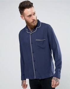 Рубашка с отложным воротником и окантовкой Brooklyn Supply Co - Темно-синий