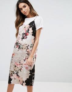 Платье-комбинация с цветочным принтом и кружевной отделкой River Island - Мульти