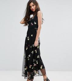 Платье макси с отделкой River Island Petite - Черный