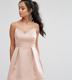 Короткое приталенное платье из атласа River Island Petite - Розовый