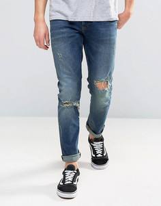 Джинсы слим с рваной отделкой River Island - Синий