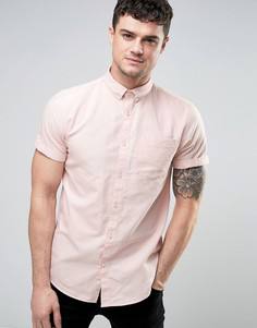 Розовая оксфордская рубашка классического кроя с короткими рукавами River Island - Розовый