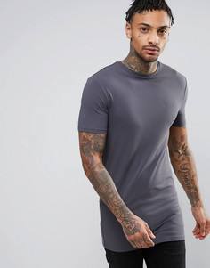 Серая длинная обтягивающая футболка River Island - Серый