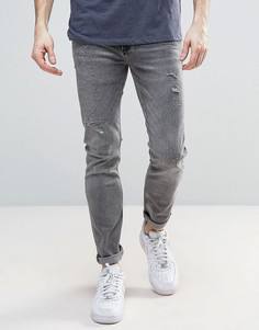 Серые джинсы скинни с потертостями River Island - Серый