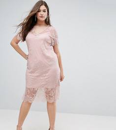 Двухслойное кружевное платье миди River Island Plus - Бежевый