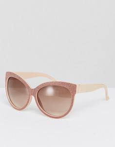 Блестящие солнцезащитные оверсайз-очки цвета розового золота River Island - Бежевый