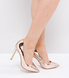 Туфли-лодочки с эффектом металлик для широкой стопы River Island - Золотой