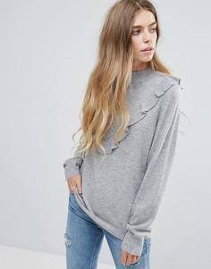 Джемпер с рюшами спереди B.Young - Серый