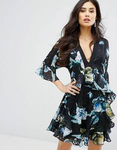 Платье с рюшами и цветочным принтом River Island Studio - Мульти