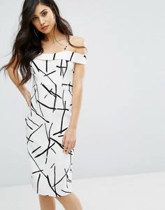 Приталенное платье с эскизным принтом River Island - Мульти