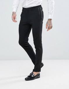 Черные брюки скинни под смокинг со складками ASOS - Черный