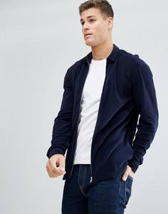 Темно-синяя махровая рубашка на молнии ASOS - Темно-синий