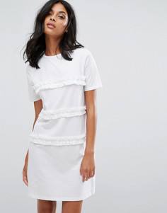 Платье-футболка с рюшами River Island - Белый
