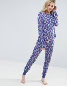 Пижамные лонгслив и штаны с ананасами Chelsea Peers - Фиолетовый