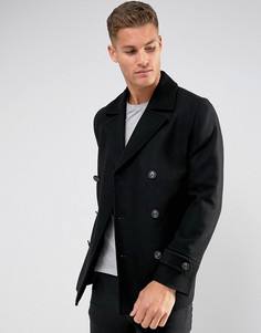 Черный шерстяной бушлат ASOS - Черный